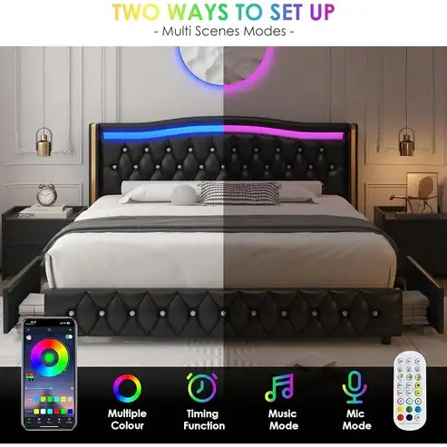 Brand New King Smart LED Bed Frame Headboard 4-Drawer $369 | Beds ...