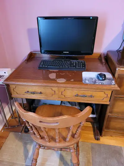 Solid Wood Desk and Chair $150, View more