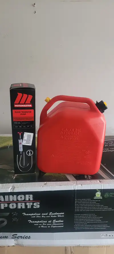 GAS CAN 25L $10 / Fluid PUMP $10 / 5ftx50Membrane $25/Tarp$20, View more