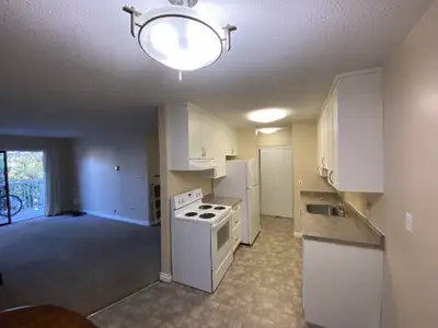 2 bedroom Unit on quiet side of building with huge walk-in closet in master bedroom!! Plank flooring...