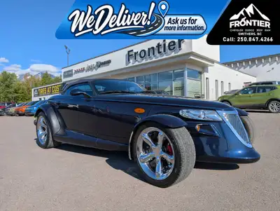 The 2001 Plymouth Prowler 2-Door Roadster in Blue is an unmistakable two-passenger rear-wheel-drive...