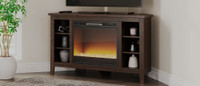 ASHLEY CAMIBURG CORNER TV STAND WITH ELECTRIC FIREPLACE