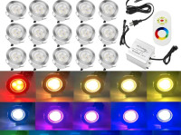 QACA 20pcs Low Voltage LED Deck Lights Kit Multi-Color RGB Stain
