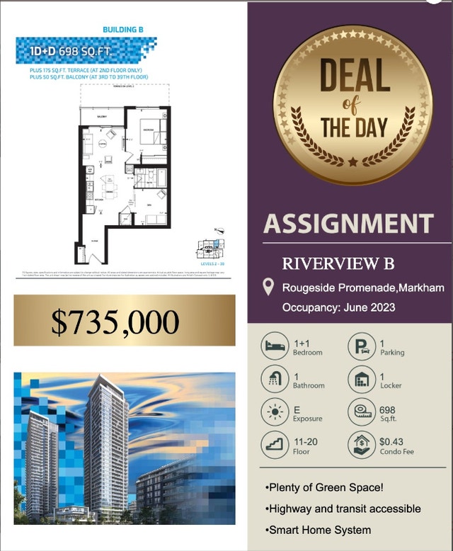 Riverview B Condo 1B+Den Condos for Sale Markham / York Region Kijiji