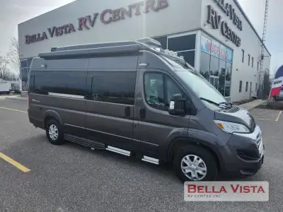 Roadtrek Class B gas motorhome Zion Slumber highlights: Large Windows Power Awning Wet Bath Side-Fac...