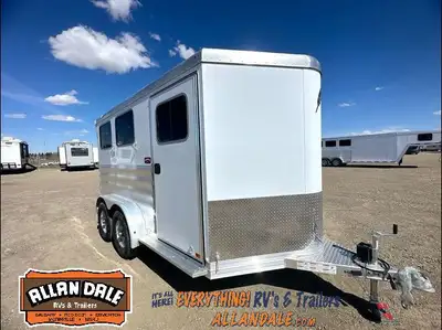 2 Horse Slant Load w/ Easy Care Floorping Package, 4in. Slant Wall Dressing Room, Spare Tire, Gravel...