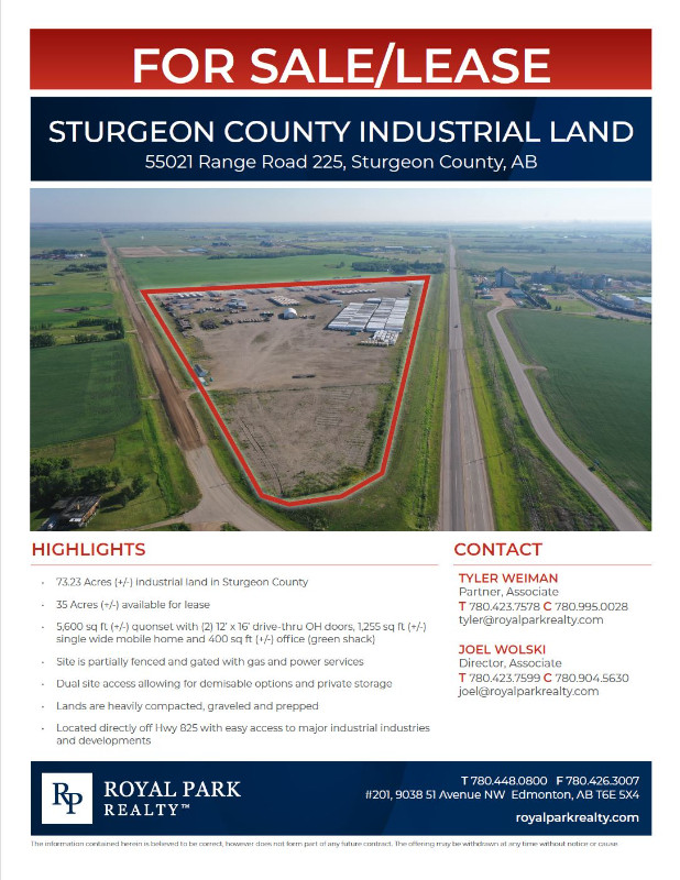 STURGEON INDUSTRIAL LAND in Land for Sale in Edmonton