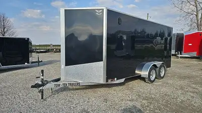 Width: 7' Length: 16' Height: 80in. GVWR: 3176KG/7003LBS Axle Type: Tandem Frame: Aluminum Tire Size...