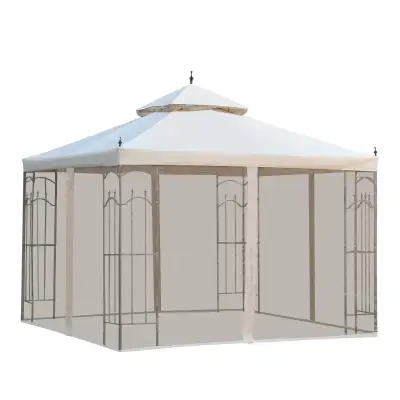 10' x 10' Steel Outdoor Patio Gazebo Canopy with Removable Mesh, View more