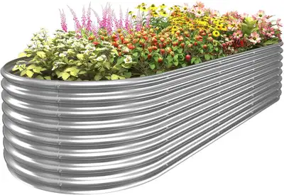 NEW OVAL METAL RAISED GARDEN PLANTER, View more