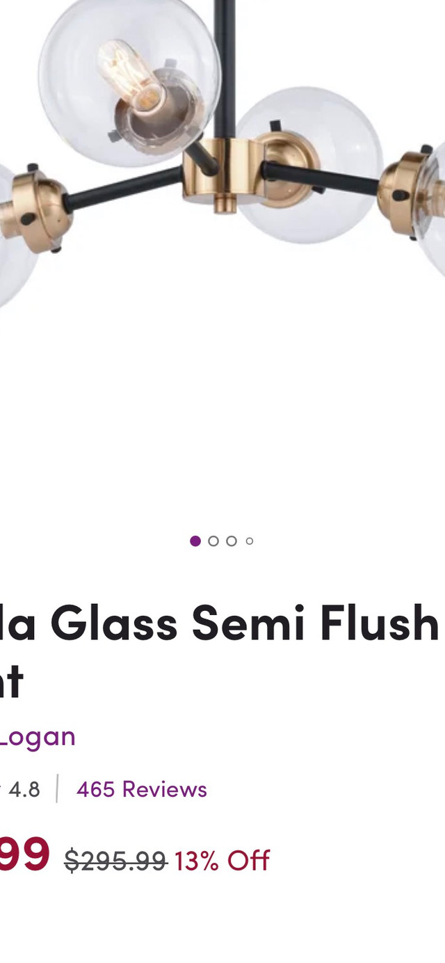 Badilla Glass Semi Flush Mount in Indoor Lighting & Fans in Hamilton