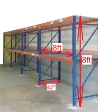 USED Racks 8' H x 8' L x 42inch deep Pallet Racking