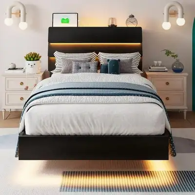 BRAND NEW - Einhomn Twin Size Floating Bed Frame with LED and Ch, View more