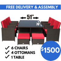 11pcs Brown with Red Cushions Outdoor Dining Patio Furniture Set City of Toronto Toronto (GTA) Preview