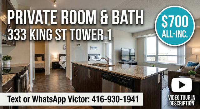 BEST DEAL AT 333 KING TOWER 1 – 1 Private Room & 1 BATH