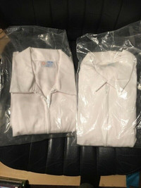 4 white uniform jackets  Brand new  Zippered front