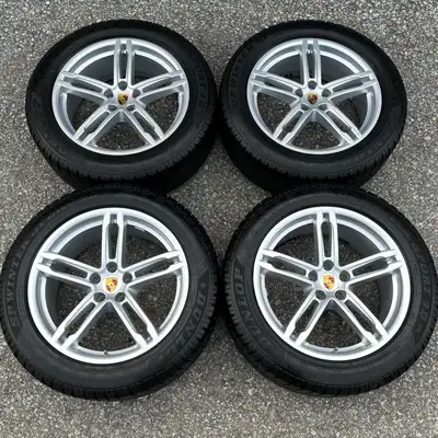 Wheels: Silver "Sport" 19 Inch OEM Fitment: 95B Macan Base / S / GTS / T / Turbo Quantity: 4 (Stagge...