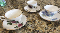 TEA CUPS & SAUCERS. ENGLISH BONE CHINA. Price is for all 6