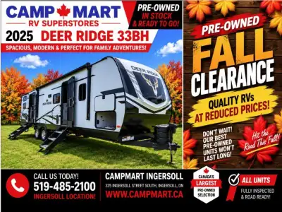 Welcome to CampMart - Ingersoll. PRE-OWNED RV LIQUIDATION SALECampMart RV | 325 Ingersoll Road S, In...