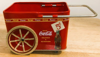 Coca Cola Collectors Pull Cart Canister Tin