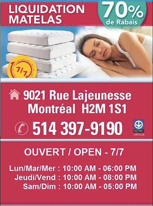 ⚡️LIQUIDATION MATELAS ⚡️ VENTE D'ENTREPOT !! ⚡️ in Beds & Mattresses in City of Montréal - Image 3