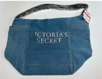 VICTORIA’S SECRET Denim Rose Gold Studded Tote Bag -NEW-TAGS!!