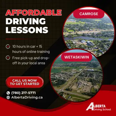 Alberta Driving School is excited to offer affordable driving lessons in Camrose and Wetaskiwin! Our...