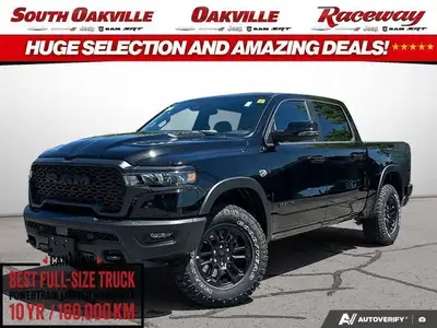 CREW CAB 4X4, HEATED LUXURY LEATHER-FACED BUCKET SEATS, REBEL LEVEL 2 EQUIPMENT GROUP, DUAL-PANE PAN...