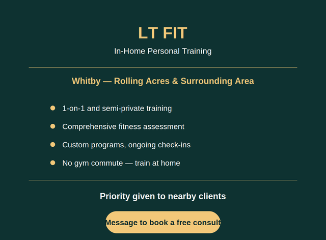In-Home Personal Training – Whitby (Rolling Acres & Surrounding