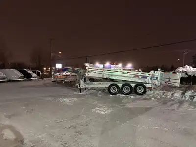 GOOSE NECK DOMPEUR NEUVE GALVANISER K-TRAIL 80'' X16' 3 ESSIEUX 7000LBS. CYLINDRE CENTRALE LUMIERE L...