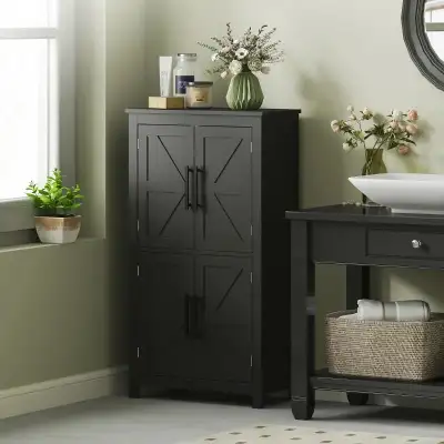 BRAND NEW - HOMCOM Farmhouse Bathroom Storage Cabinet... LOT# 30, View more