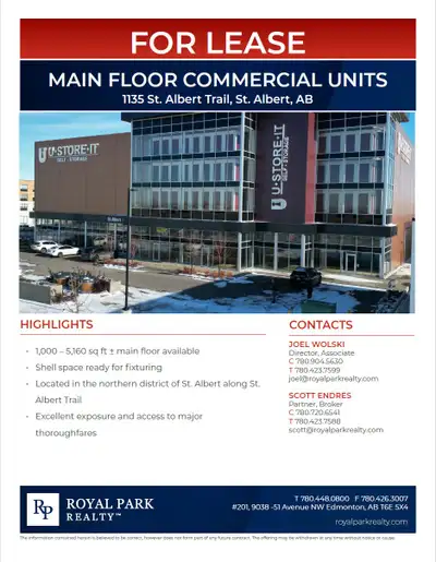 HIGHLIGHTS 1,000-5,160 sq ft main floor available Shell space ready for fixturing Located in the nor...