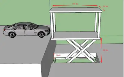 FINANCE AVAILABLE : Double deck underground home garage parking lift hydraulic car scissor lift 3T/...