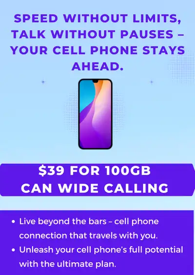 Stay connected with an amazing cell phone plan at just $39 per month! This plan offers you a generou...