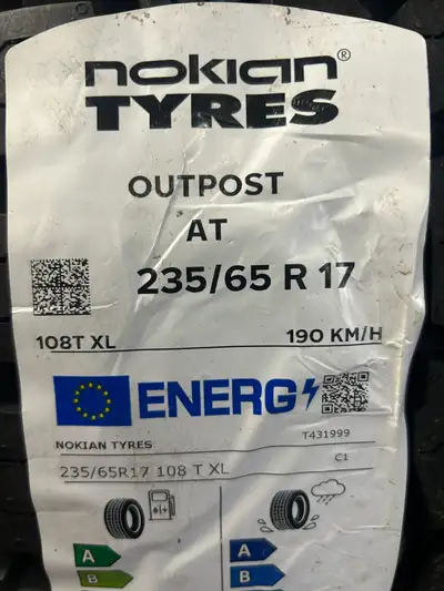These NEW Nokian Outpost 4-season are TOP-LINE 4 Season tires. 4 NEW tires 235 65 17 HERE IS A DEAL!...