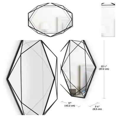 Umbra Prisma 22x17" Decorative Geometric Wall Mirror Black, View more