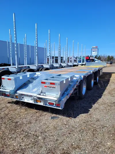 53' Galvanized Beavertail drop deck 72" axle spread, front lift axle, curb side aluminum storage box...