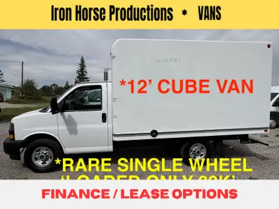 CAN LEASE, 2023 GMC SAVANA 12' CUBE VAN, Clean White Exterior, with High Back Bucket Seats, Factory...