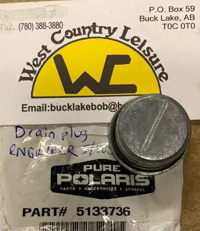 O. POLARIS 5133736 RANGER/RZR DRAIN PLUG J12, View more