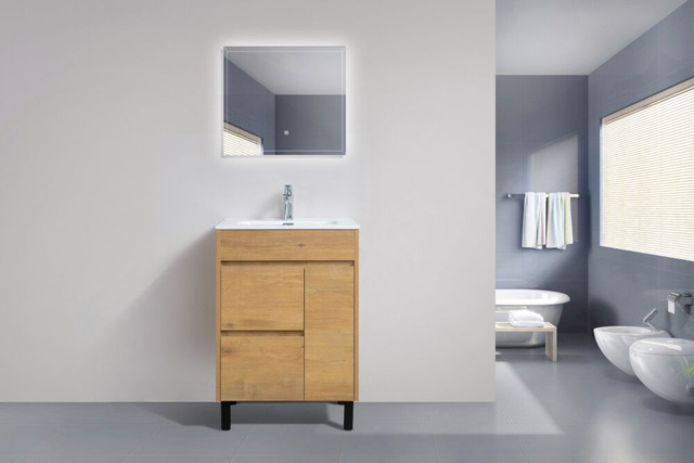 24" Wood Texture Freestanding Bathroom Vanity w/ Ceramic Top dans Armoires et revêtements de comptoir  à Ouest de l’Île - Image 4