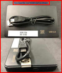 Disque externe de sauvegarde 500 Gb USB 2,0