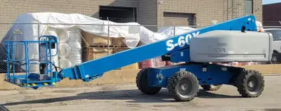 2012 Genie S60X Telescopic Straight Boom Lift 60' Feet Platform Height 66' Feet Working Height Dual...