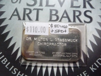 Rare 1oz Silver Bar Dr. Milton Grassmuck $80 USD+ Spot
