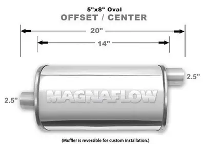 MUFFLER DE MARQUE MAGNAFLOW EN STAINLESS 14226 POUR CAMION DETAIL , 2-1/2 in Offset Inlet, 2-1/2 in...