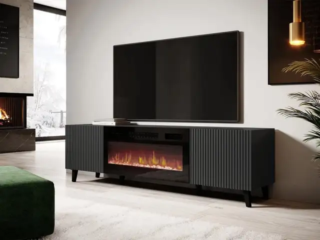 NEW WALL MOUNTED ELECTRIC FIREPLACE TV STAND TS056B in Fireplace & Firewood in Edmonton - Image 2