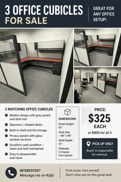3 OFFICE CUBICLES FOR SALE, View more