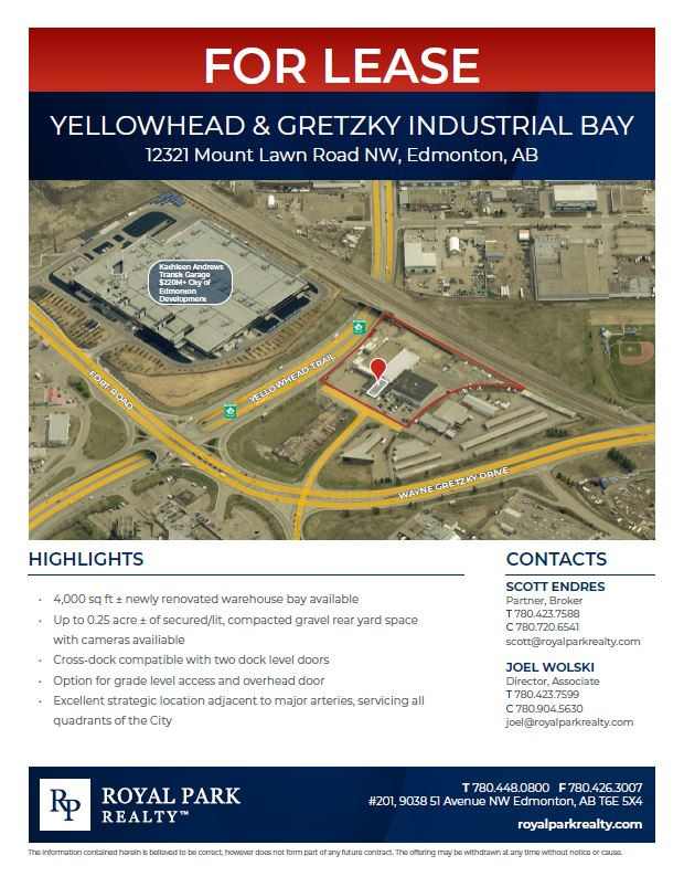 YELLOWHEAD & GRETZKY INDUSTRIAL BAY Commercial & Office Space for
