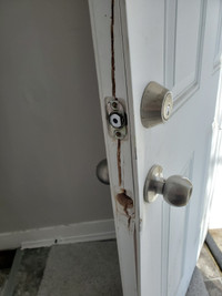 fixing exterior door frame crack. we also do install your exteri