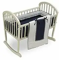 Baby Cradle Bedding Set with Bumper Pads, Comforter & Sheet