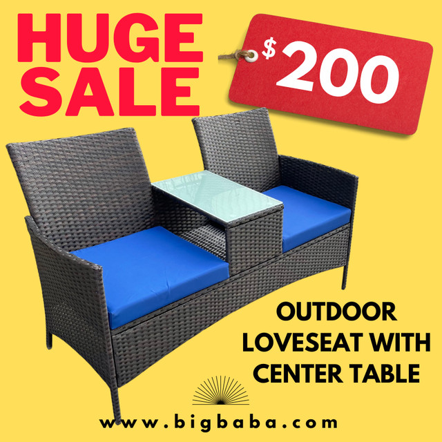 Outdoor Furniture Patio Love Seat with Cushions & Table in Patio & Garden Furniture in Mississauga / Peel Region